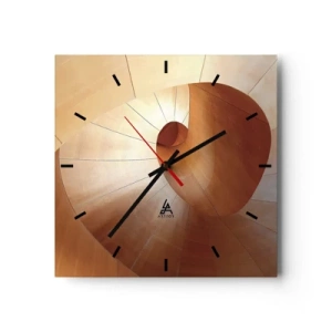 Horloge murale - Pendule murale - Spirale abstraite dans les tons bois et marron clair - 30x30cm - Serpentin architectural - Décoration murale moderne pour le salon et la chambre ARTTOR