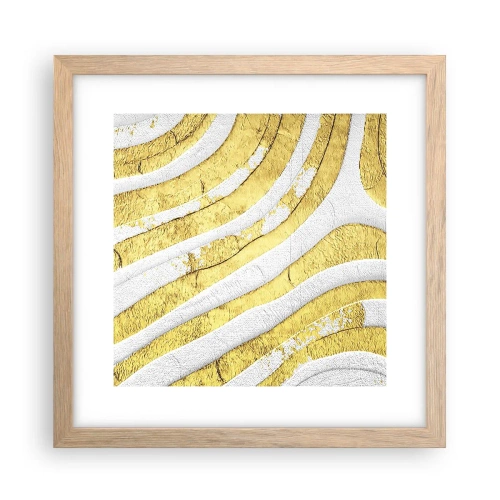 Affiche dans un chêne clair - Poster - Composition en blanc et or - 30x30 cm