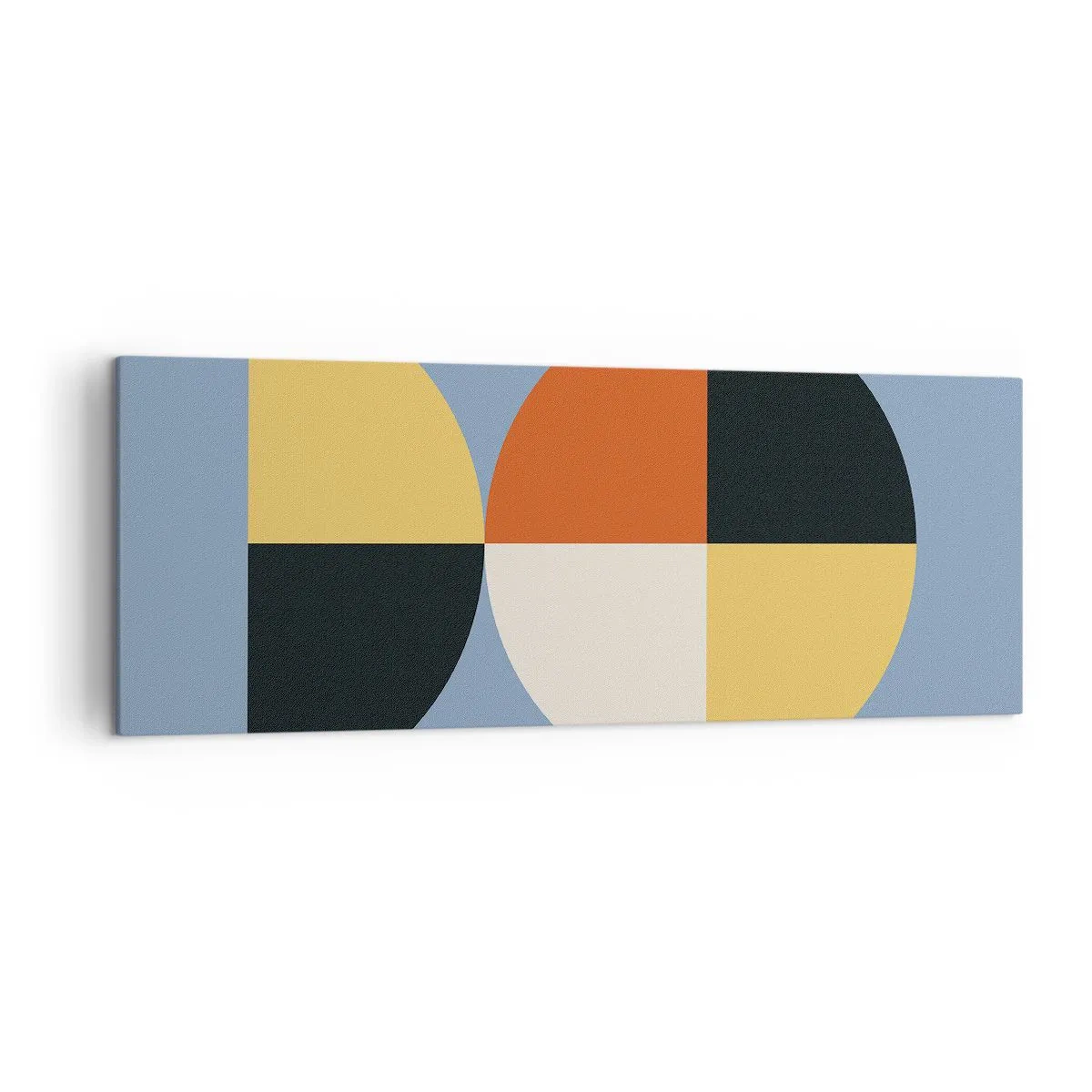 Impression sur toile - Image sur toile - Cercles géométriques sur fond bleu - 140x50cm - Regarde et compte - Décoration murale moderne pour le salon et la chambre ARTTOR