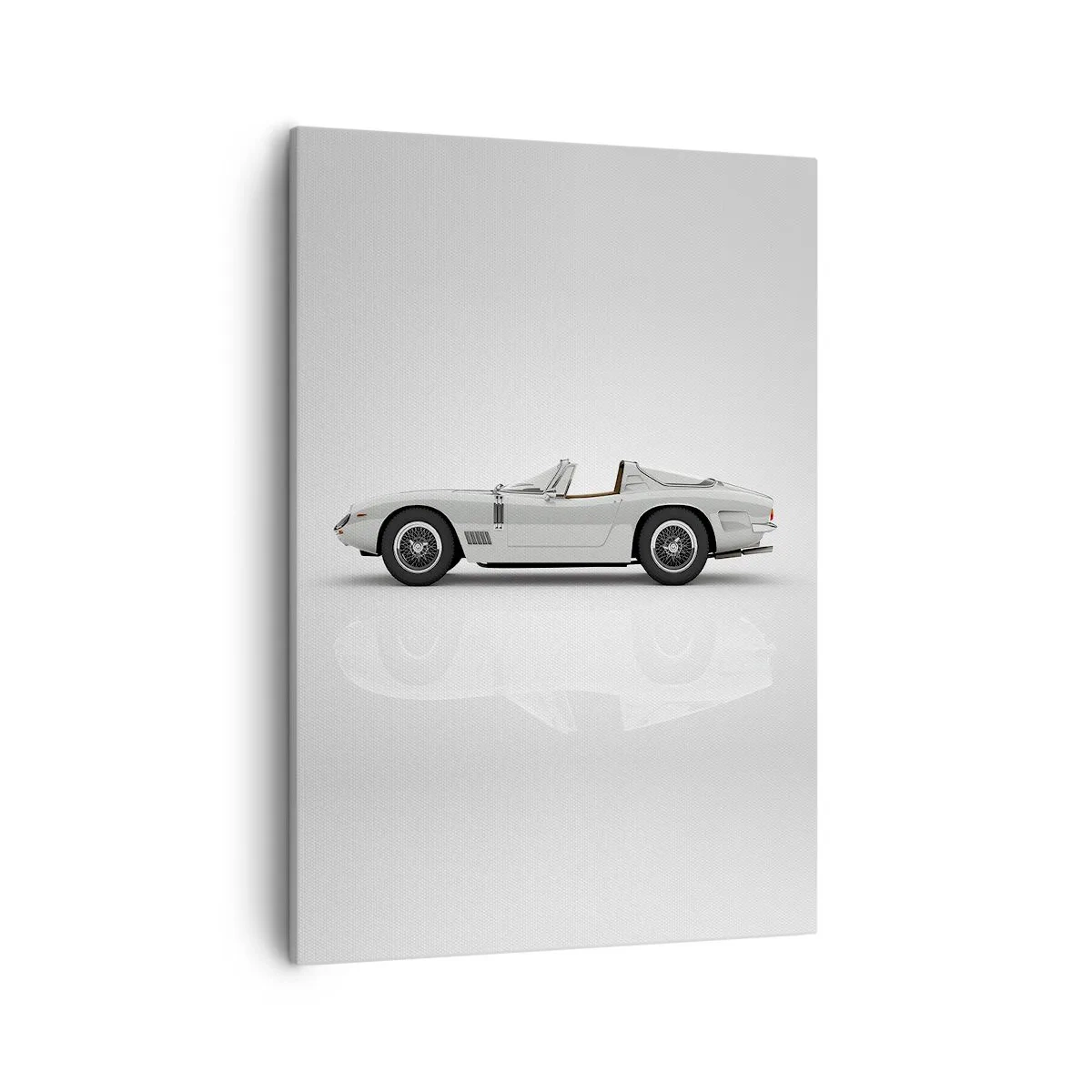 Impression sur toile - Image sur toile - Cabriolet blanc classique sur fond clair - 50x70cm - Promesse de plaisir - Décoration murale moderne pour le salon et la chambre ARTTOR