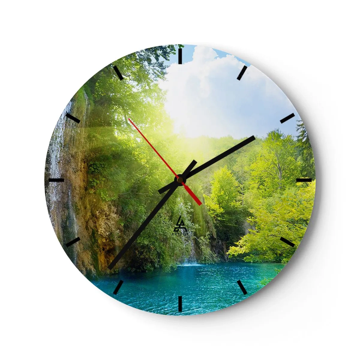 Horloge murale - Pendule murale - Une cascade parmi la verdure et l'eau bleue - 30x30cm - Ce doit être le paradis ici - Décoration murale moderne pour le salon, la cuisine et la chambre ARTTOR