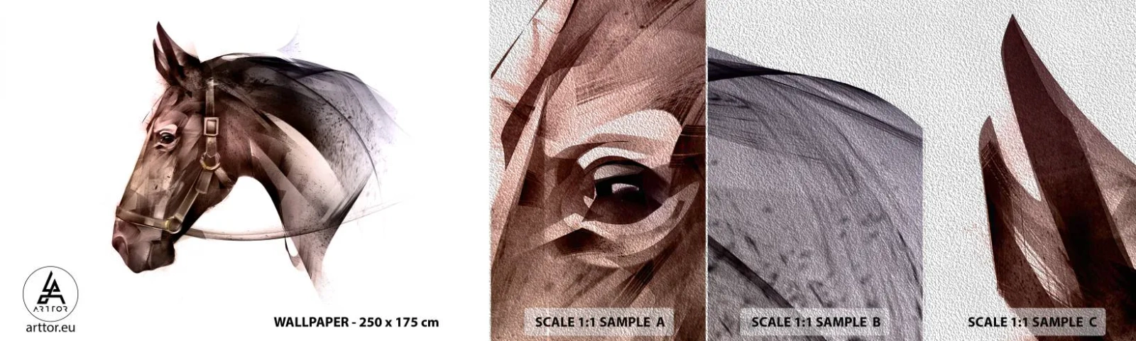 Échantillon de Papier Peint Premium Sand - Quelle grâce - Animaux, Tête de cheval, Cheval - 100x30 cm