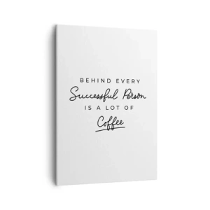 Impression sur toile - Image sur toile - Une citation minimaliste sur le succès et le café sur fond blanc. - 50x70cm - Secret du succès - Décoration murale moderne pour le salon et la chambre ARTTOR