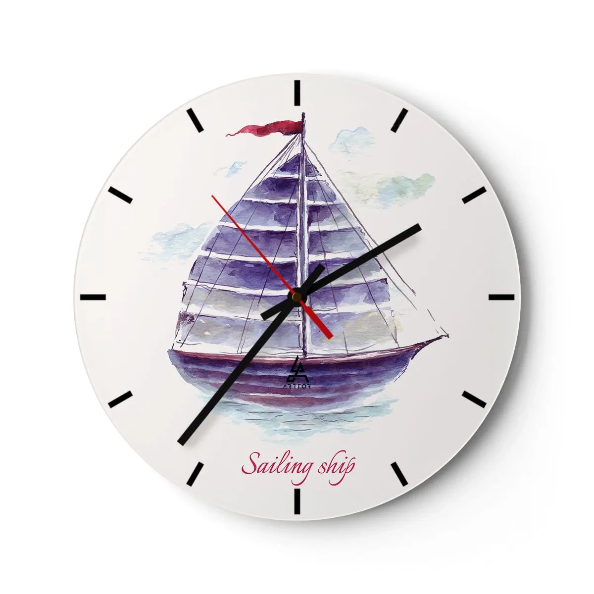 Horloge murale - Pendule murale - Plein de voiles et d’eau calme - 40x40 cm