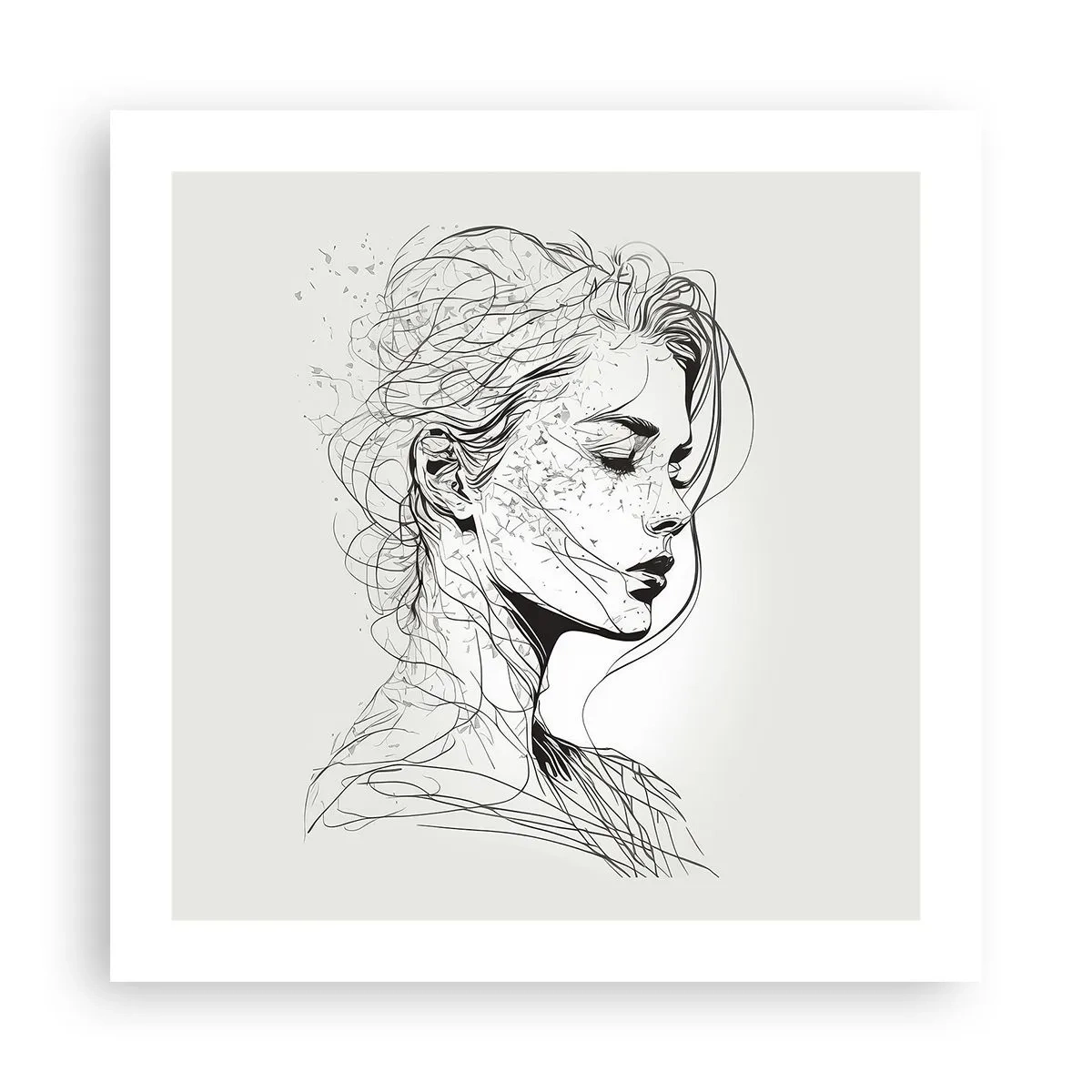 Affiche - Poster - Portrait en pensée - 50x50 cm