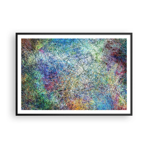 Affiche dans un cadre noir - Poster - Composition abstraite avec des lignes et des textures multicolores - 100x70cm - Ce n'est pas si simple - Décoration murale moderne pour le salon et la chambre ARTTOR