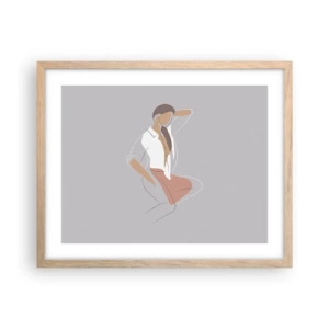 Affiche dans un chêne clair - Poster - Contour gracieux - 50x40 cm