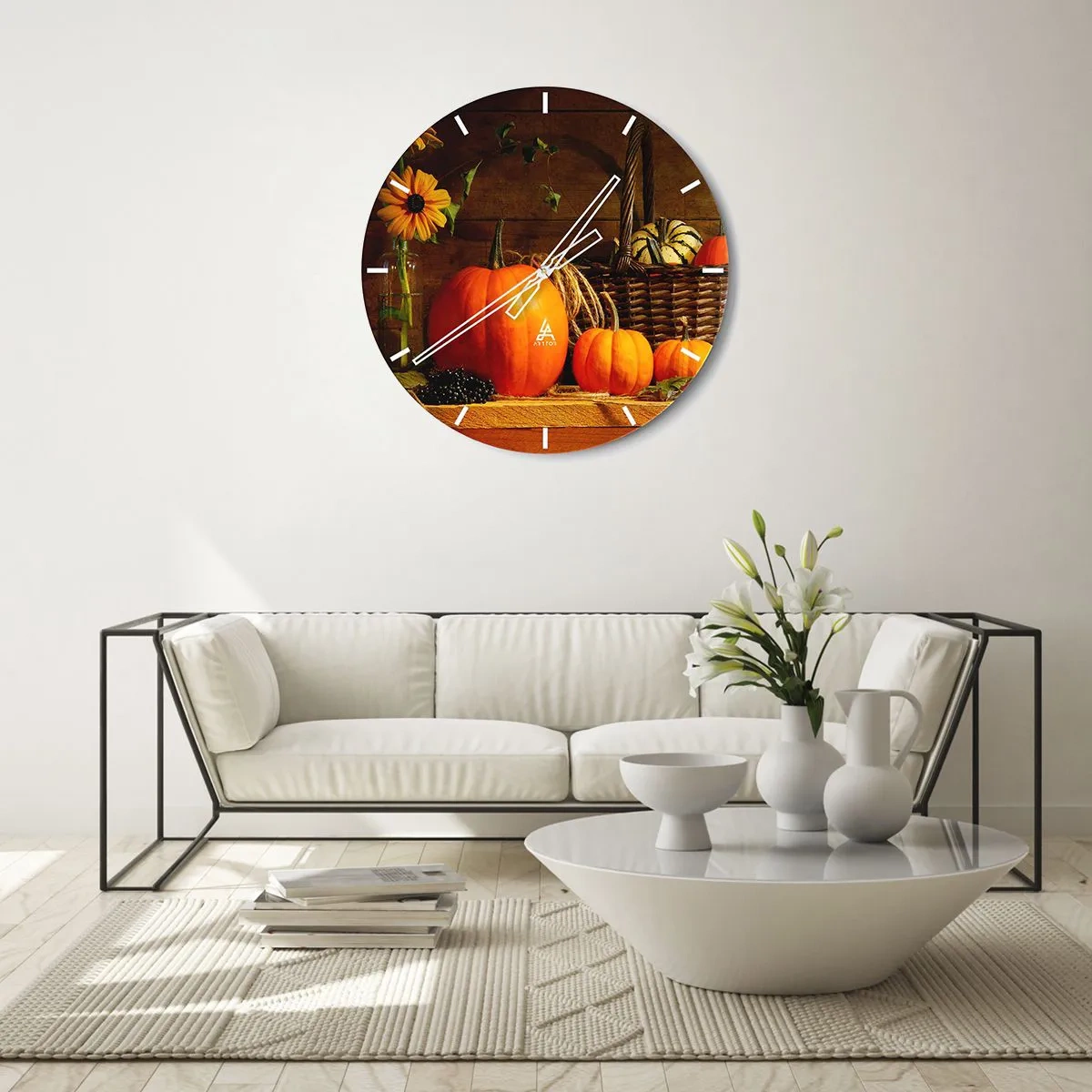 Horloge murale - Pendule murale - Une composition rustique - cadeaux d'automne - 30x30 cm