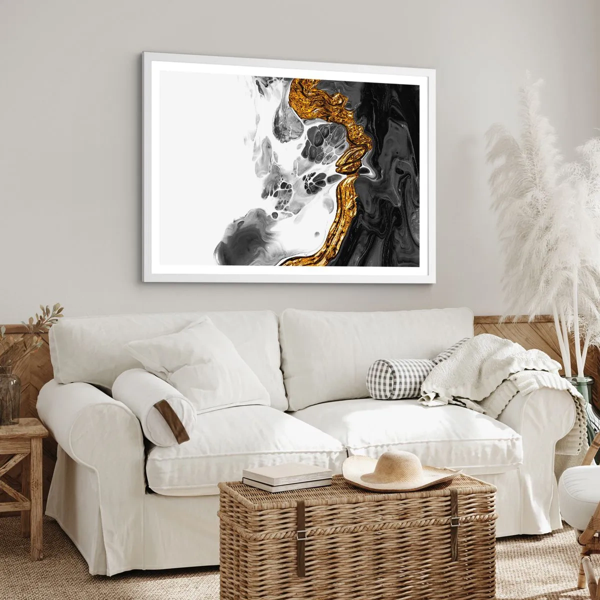 Affiche dans un cadre blanc - Poster - Composition organique - 100x70 cm