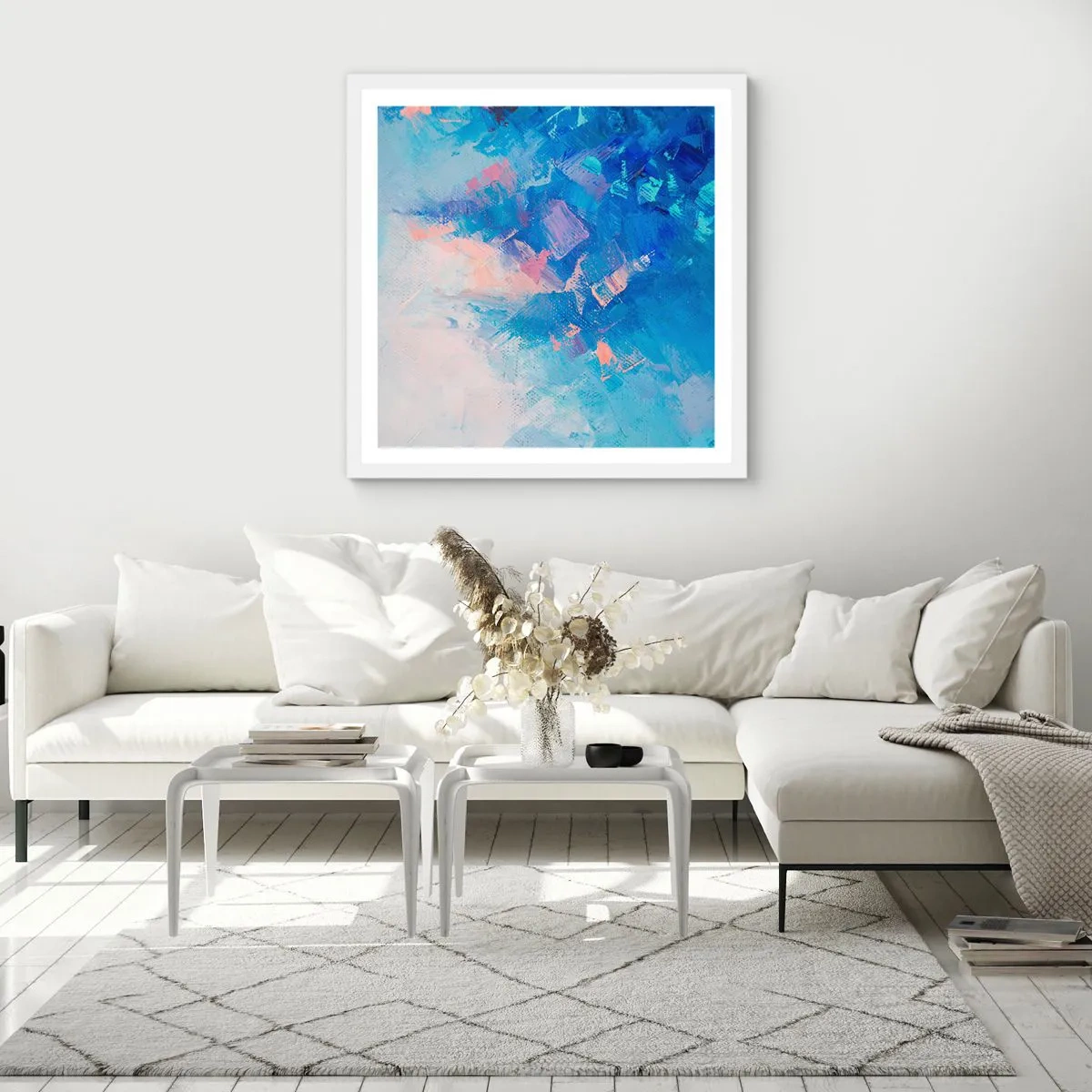 Affiche dans un cadre blanc - Poster - Abstraction hivernale - 60x60 cm