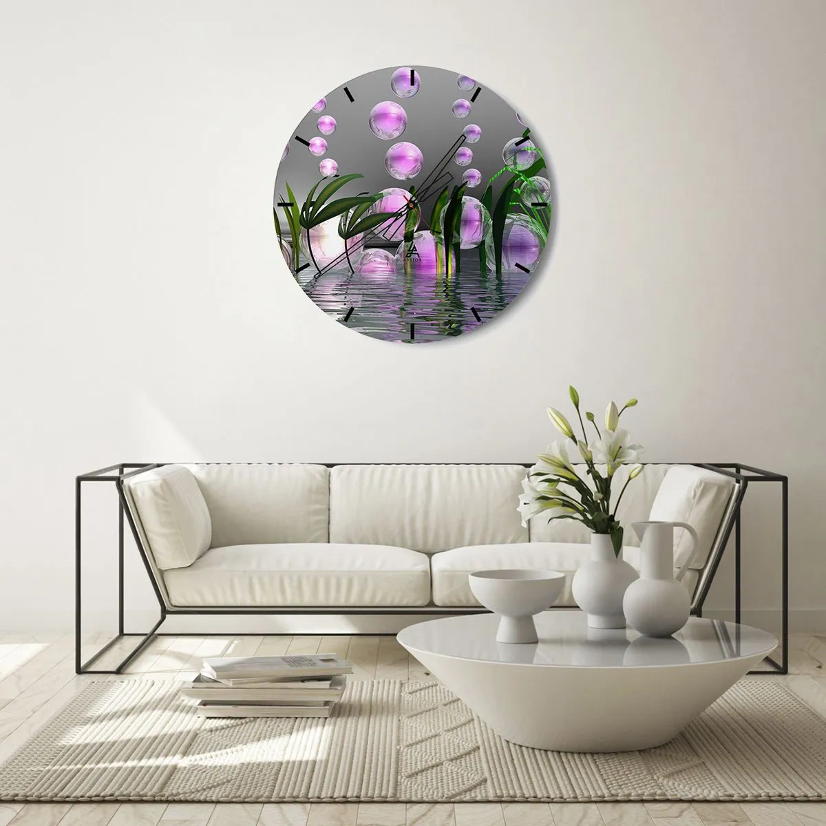Horloge murale - Pendule murale - Une composition réfléchissante de légèreté et de vie - 40x40 cm