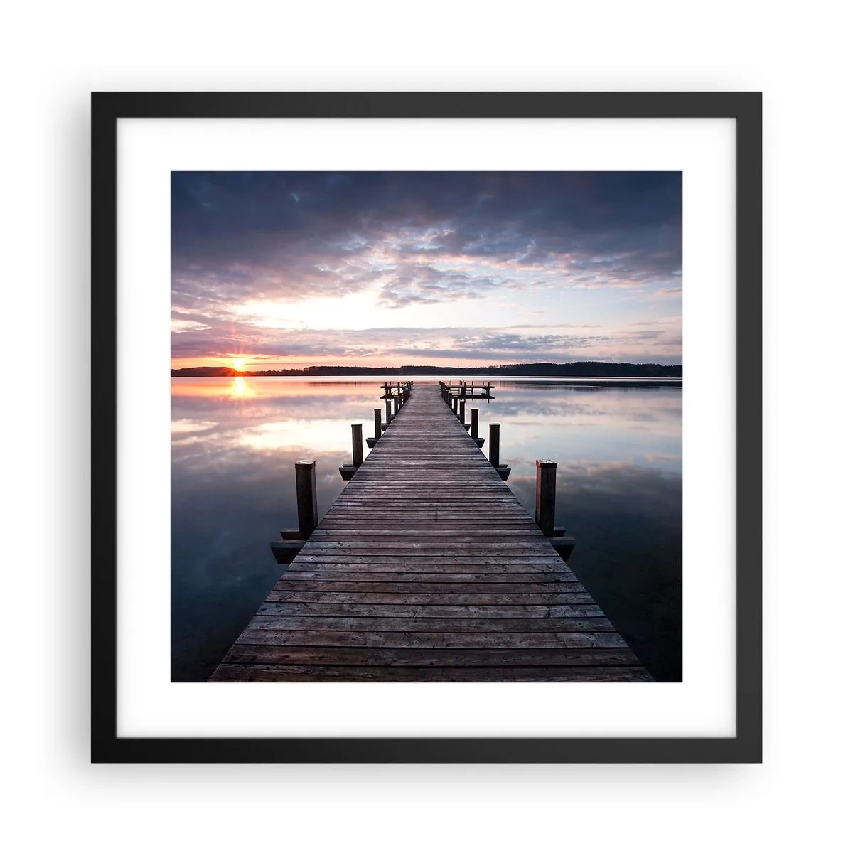 Affiche dans un cadre noir - Poster - Une frontière tranquille entre le jour et la nuit - 40x40 cm