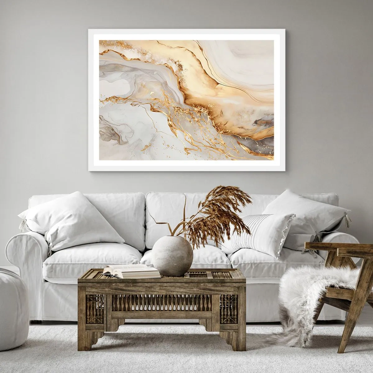 Affiche dans un cadre blanc - Poster - Abstraction : beauté et bonté - 60x60 cm