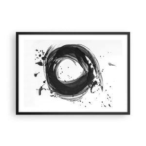 Affiche dans un cadre noir - Poster - Abstraction noire en forme de cercle sur fond blanc - 70x50cm - Le tourbillon de la création - Décoration murale moderne pour le salon et la chambre ARTTOR