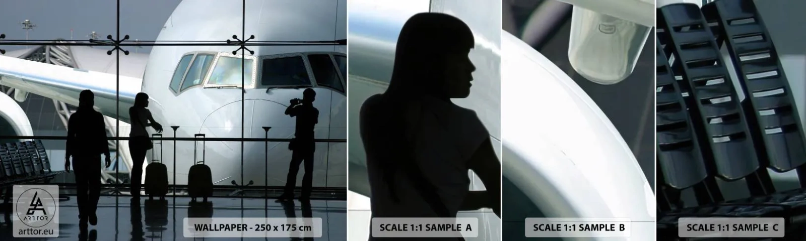 Échantillon De Papier Peint Standard Eco - Vis-à-vis de l'aéroport - Avion, Aéroport, Voyages - 100x30 cm