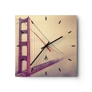 Horloge murale - Pendule murale - Un pont dans le brouillard aux tons pastel, symbole d'élégance et de paix - 30x30cm - Entre ciel et terre - Décoration murale moderne pour le salon et la chambre ARTTOR