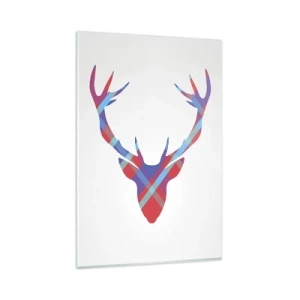 Impression sur verre - Image sur verre - Image géométrique d'un cerf sur fond clair - 80x120cm - Cerf écossais - Décoration murale moderne pour le salon et la chambre ARTTOR