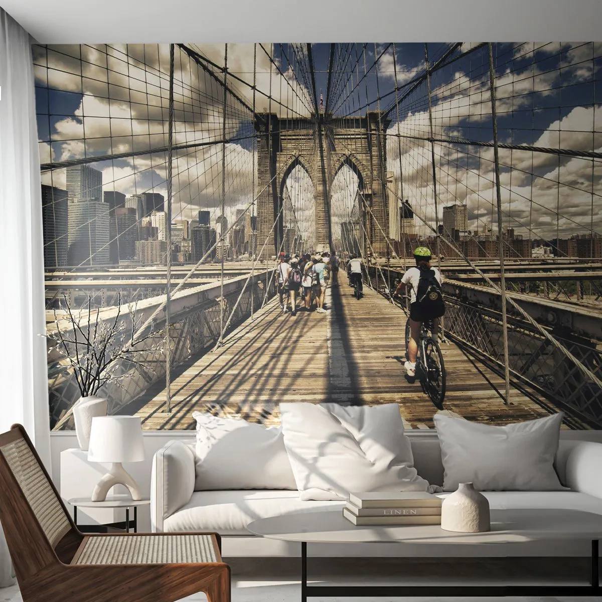 Papier Peint Photo Standard Eco - Directement en plein coeur de la ville - le pont de Brooklyn, New York, Ville - 350x256 cm