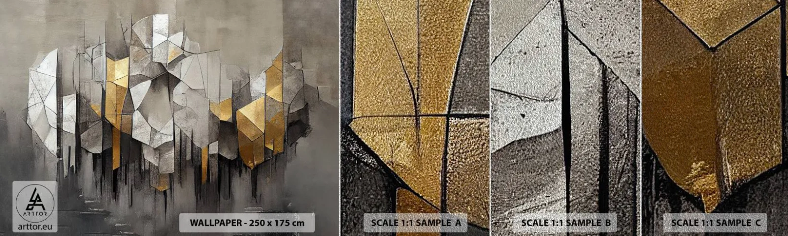 Échantillon de Papier Peint Premium Sand - Composition de glace et de lumière - Abstraction, Morceau, Art Déco - 100x30 cm