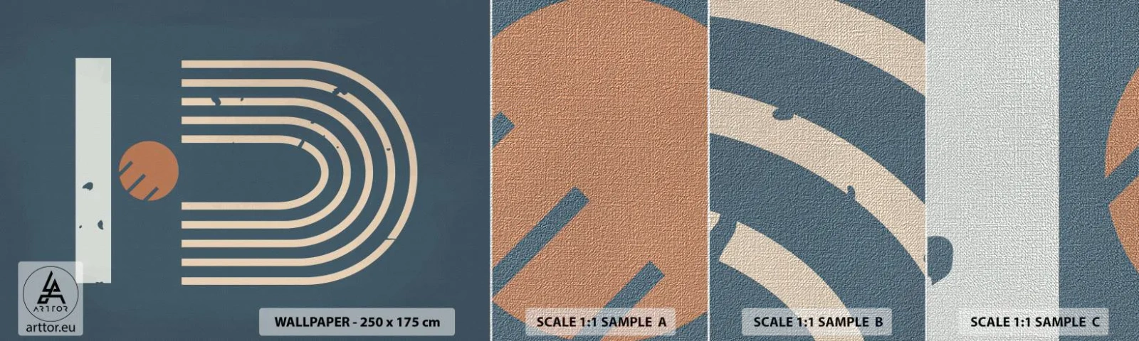 Échantillon de Papier Peint Premium Canvas - Géométrie sur la grenade - Abstraction, Morceau, Graphique - 100x30 cm