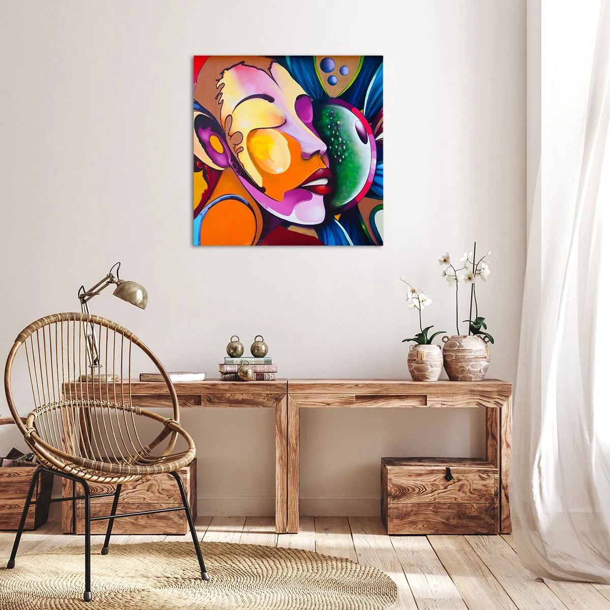 Impression sur toile - Image sur toile - Toucher avec la couleur - 40x40 cm