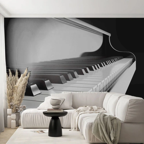Papier Peint Photo Premium Sand - Un gros plan élégant d'un clavier de piano - 100x70cm - Harmonie des formes et des couleurs - Décoration murale moderne pour le salon et la chambre ARTTOR