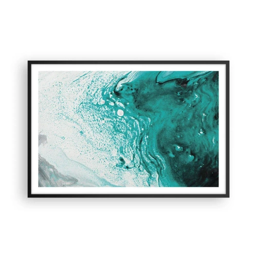 Affiche dans un cadre noir - Poster - Se fondre dans le bleu et le turquoise - 91x61 cm