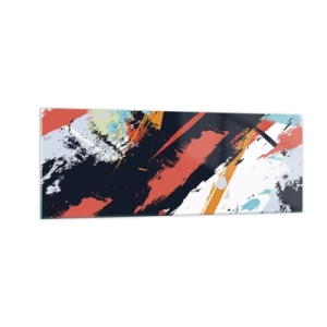Impression sur verre - Image sur verre - Coups de pinceau abstraits aux couleurs vives - 140x50cm - Composition dynamique - Décoration murale moderne pour le salon et la chambre ARTTOR