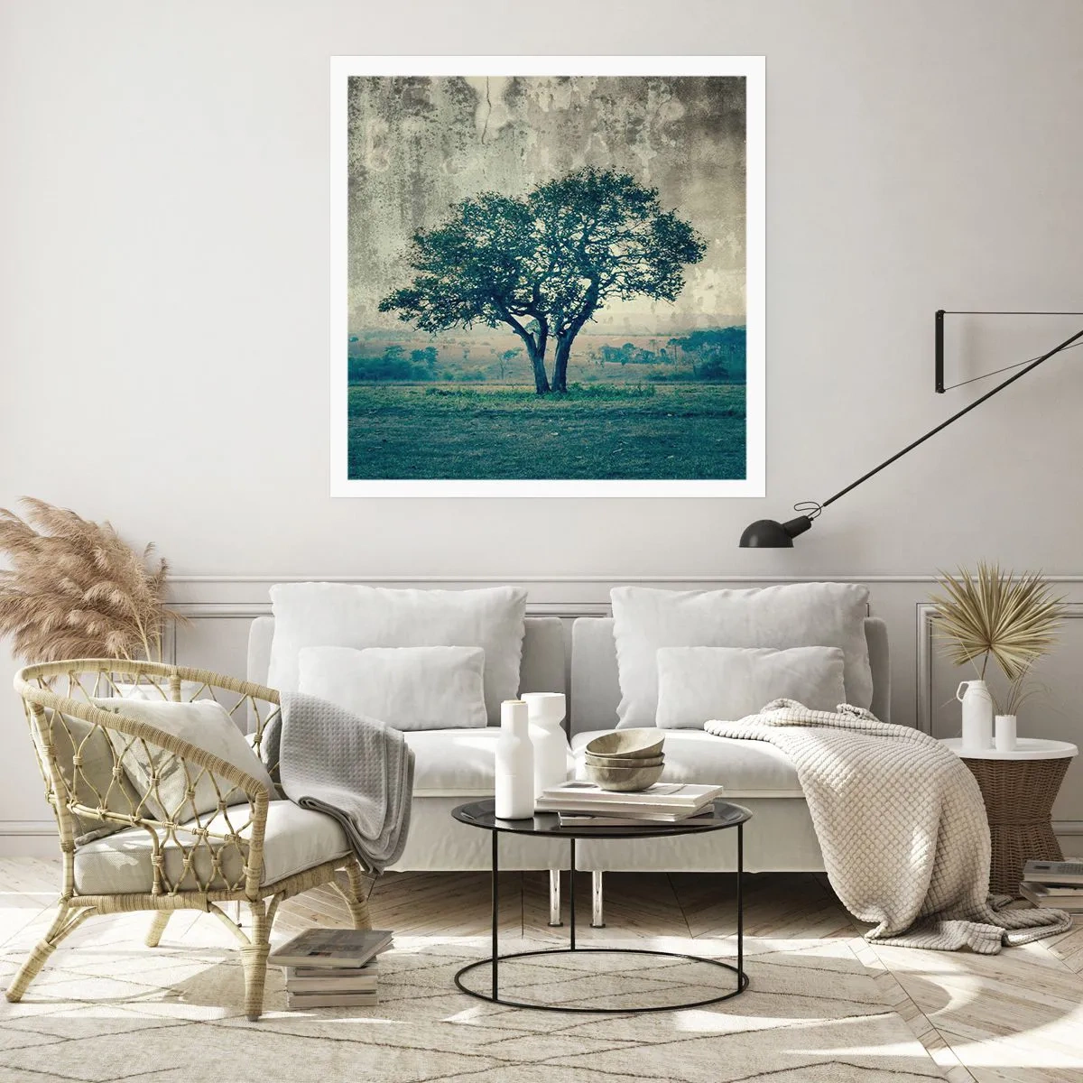 Affiche - Poster - Un pommier sur un champ bleu ? - 60x60 cm