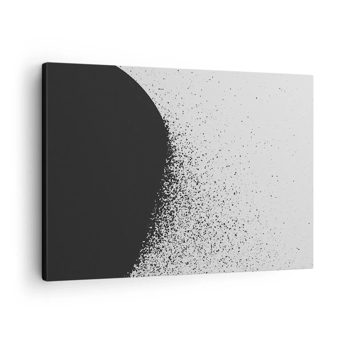 Impression sur toile - Image sur toile - Motif abstrait avec des particules noires sur un fond clair - 70x50cm - Mouvement des molécules - Décoration murale moderne pour le salon et la chambre ARTTOR