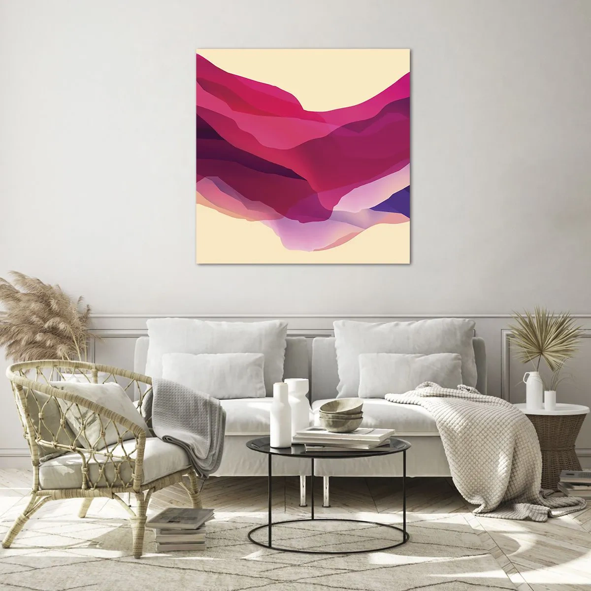 Impression sur verre - Image sur verre - Vagues pourpre - 60x60 cm