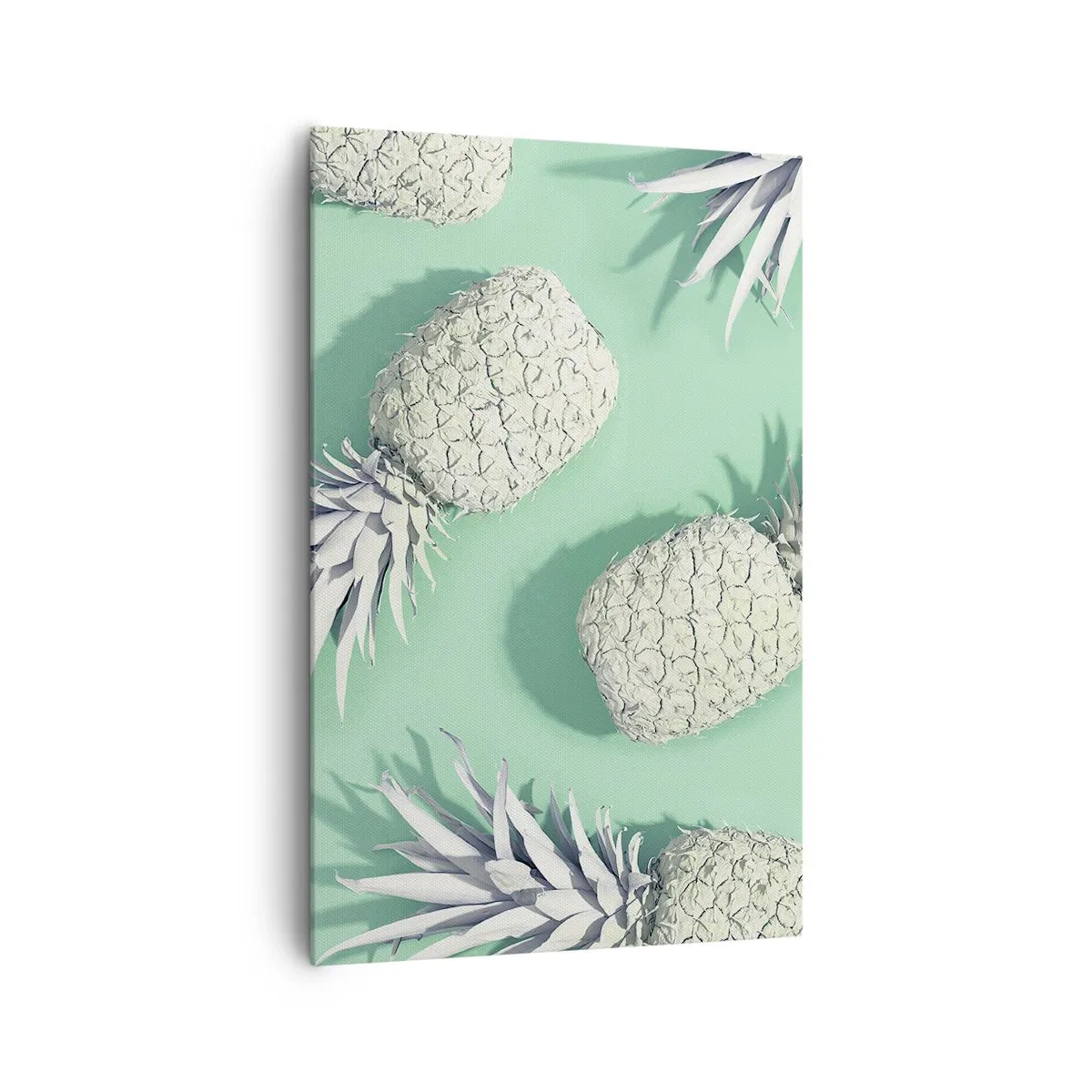 Impression sur toile - Image sur toile - Ananas blancs sur fond pastel dans un style minimaliste - 80x120cm - Ils se combinent très bien avec la menthe - Décoration murale moderne pour le salon et la chambre ARTTOR