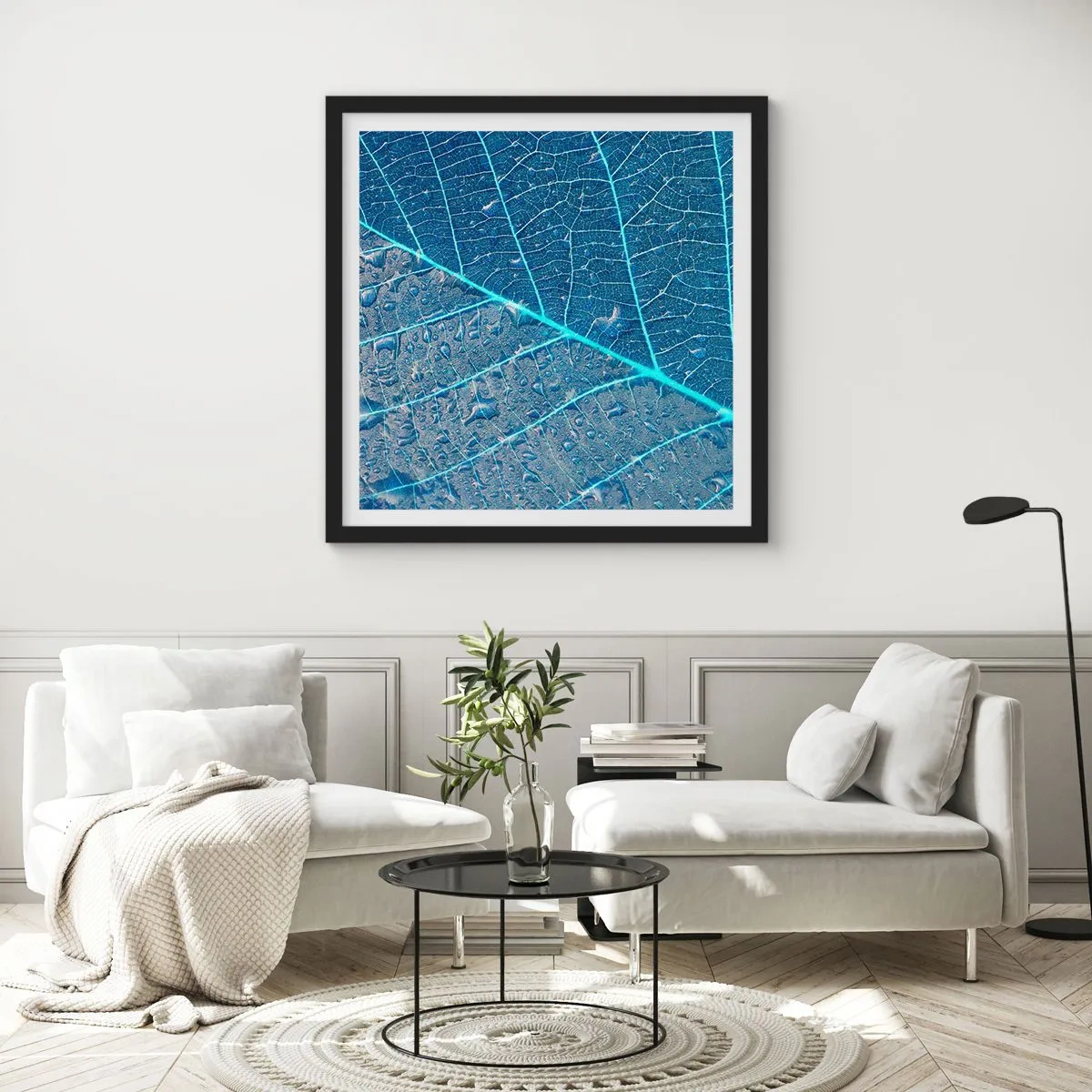 Affiche dans un cadre noir - Poster - La vie en bleu - 40x40 cm