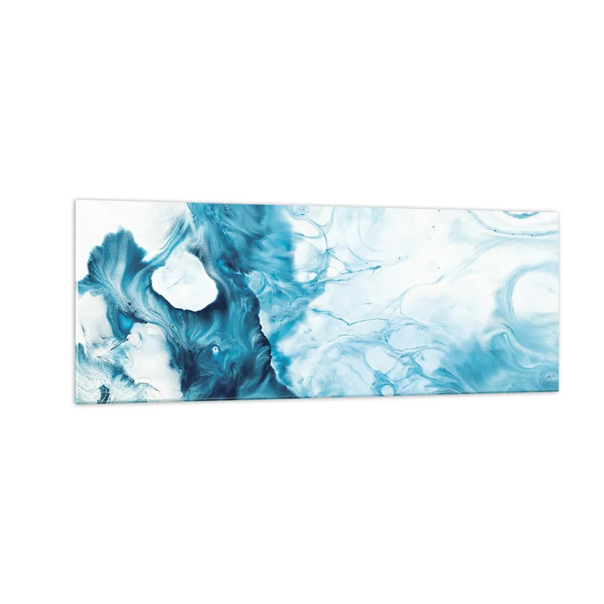 Impression sur verre - Image sur verre - Motif abstrait dans les tons de bleu - 140x50cm - Concert de bleu - Décoration murale moderne pour le salon et la chambre ARTTOR