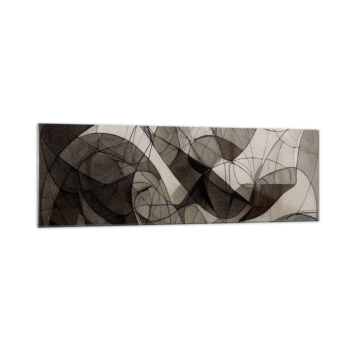 Impression sur verre - Image sur verre - Motif abstrait dans des tons marron et terreux - 160x50cm - Circulation des couleurs de la terre - Décoration murale moderne pour le salon et la chambre ARTTOR