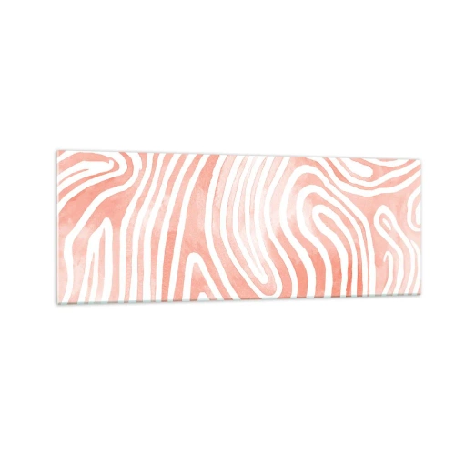 Impression sur verre - Image sur verre - Motif abstrait dans les tons de rose et de blanc - 140x50cm - Dans le labyrinthe de corail - Décoration murale moderne pour le salon et la chambre ARTTOR