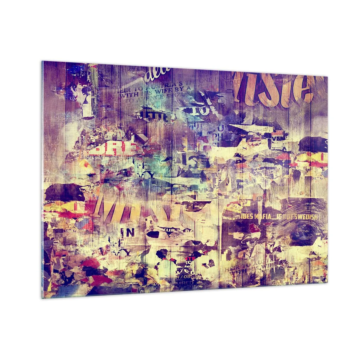 Impression sur verre - Image sur verre - Composition abstraite avec des textures urbaines et des graffitis - 100x70cm - Et c'est tout ce qu'il y a à faire - Décoration murale moderne pour le salon et la chambre ARTTOR