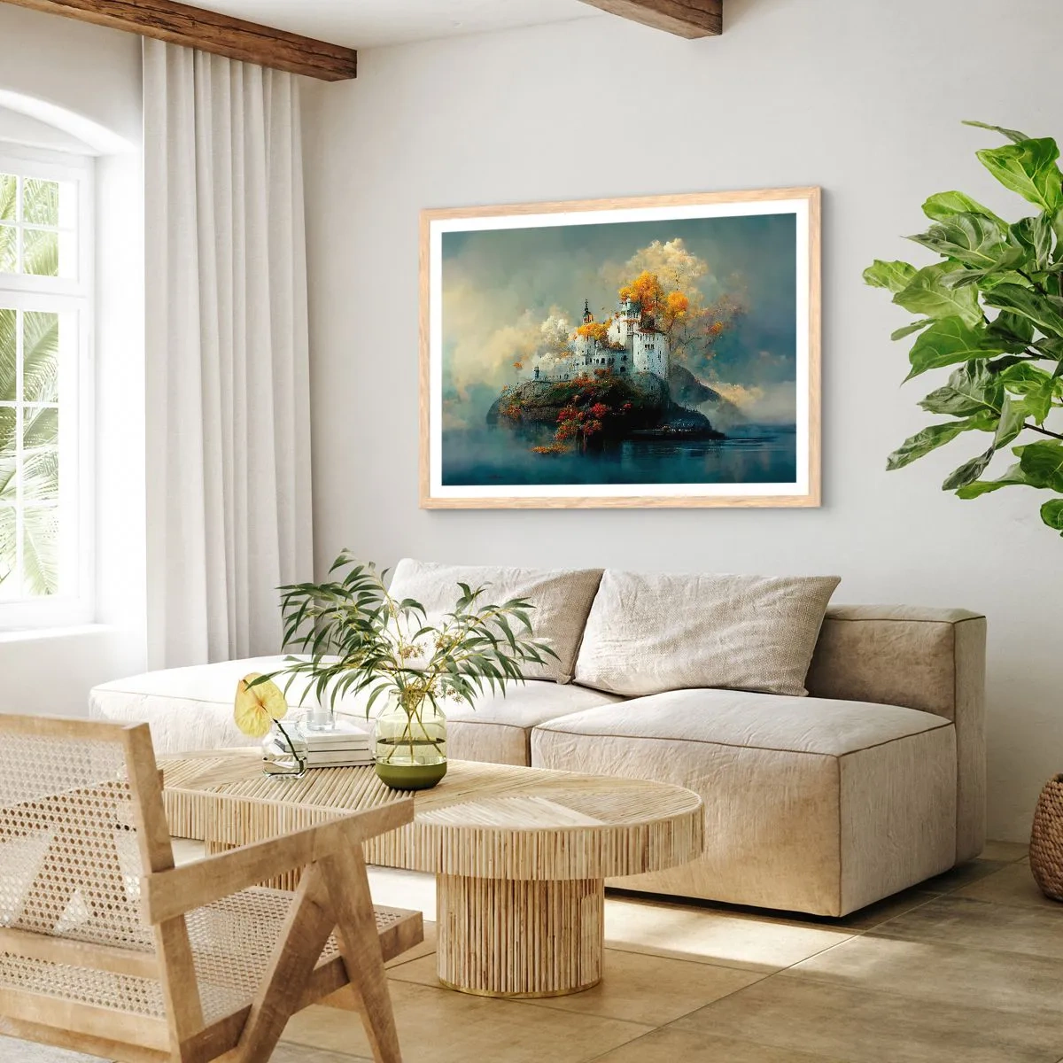 Affiche dans un chêne clair - Poster - Le début d'une histoire romantique - 100x70 cm