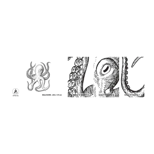 Échantillon de Papier Peint Autocollant Deluxe Sticker - Dansant avec les vagues - Pieuvre, Dessin, Bord de mer - 100x30 cm