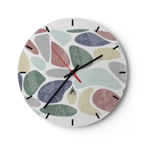 Horloge murale - Pendule murale - Formes organiques colorées sur fond clair - 30x30cm - Une mosaïque de couleurs poudrées - Décoration murale moderne pour le salon, la cuisine et la chambre ARTTOR