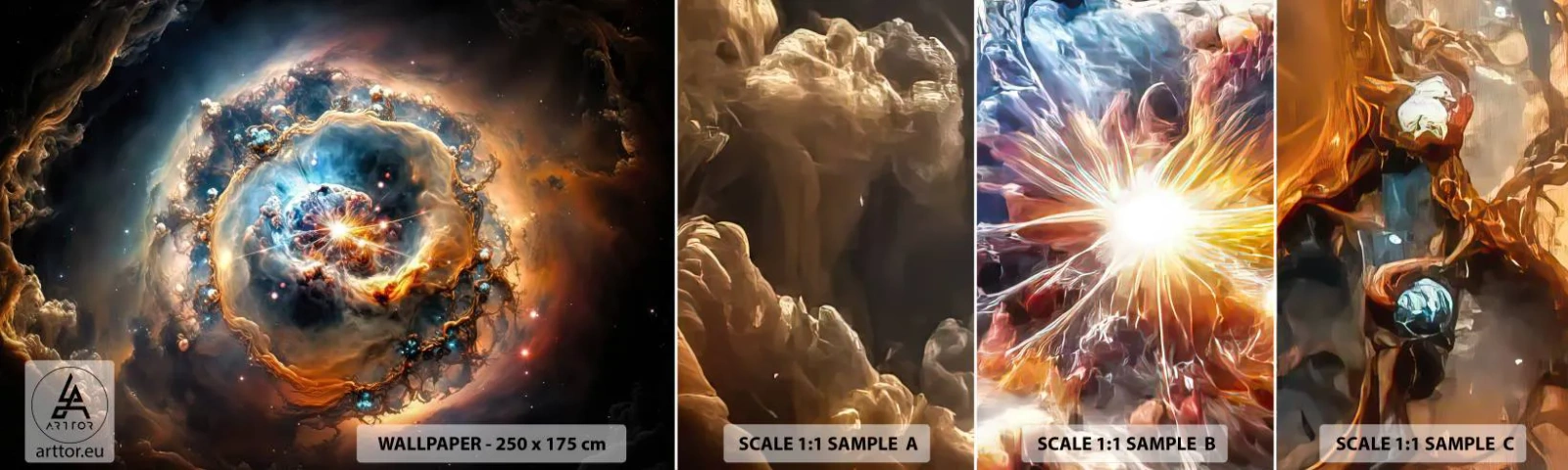 Échantillon de Papier Peint Autocollant Deluxe Sticker - Le début - Univers, Cosmos, Galaxie - 100x30 cm