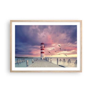 Affiche dans un chêne clair - Poster - C'est l'heure d'aller au port - 70x50 cm