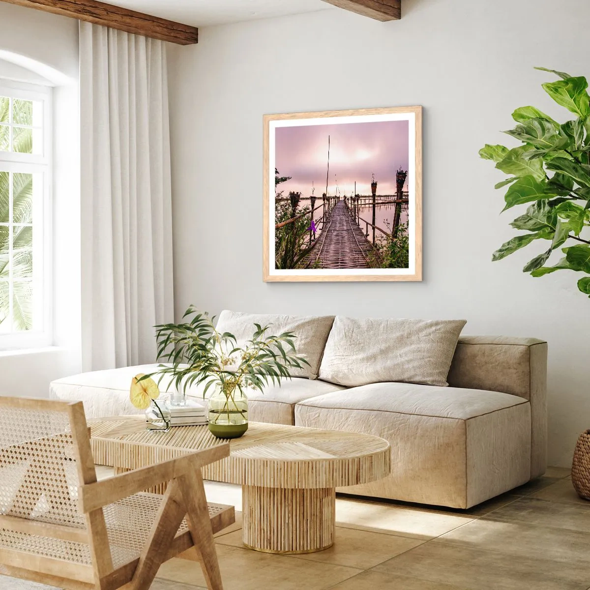 Affiche dans un chêne clair - Poster - Le silence et le calme d'Asie - 40x40 cm