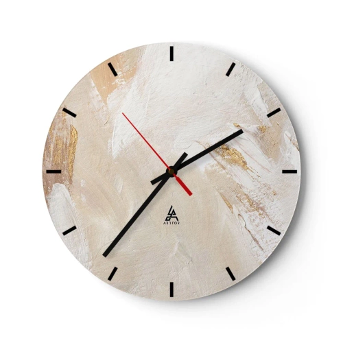 Horloge murale - Pendule murale - Composition de peinture beige et blanche avec texture au pinceau - 30x30cm - Composition pastel - Décoration murale moderne pour le salon, la cuisine et la chambre ARTTOR