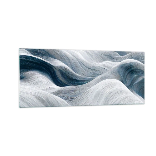 Impression sur verre - Image sur verre - Vagues blanches et bleues - 100x40 cm