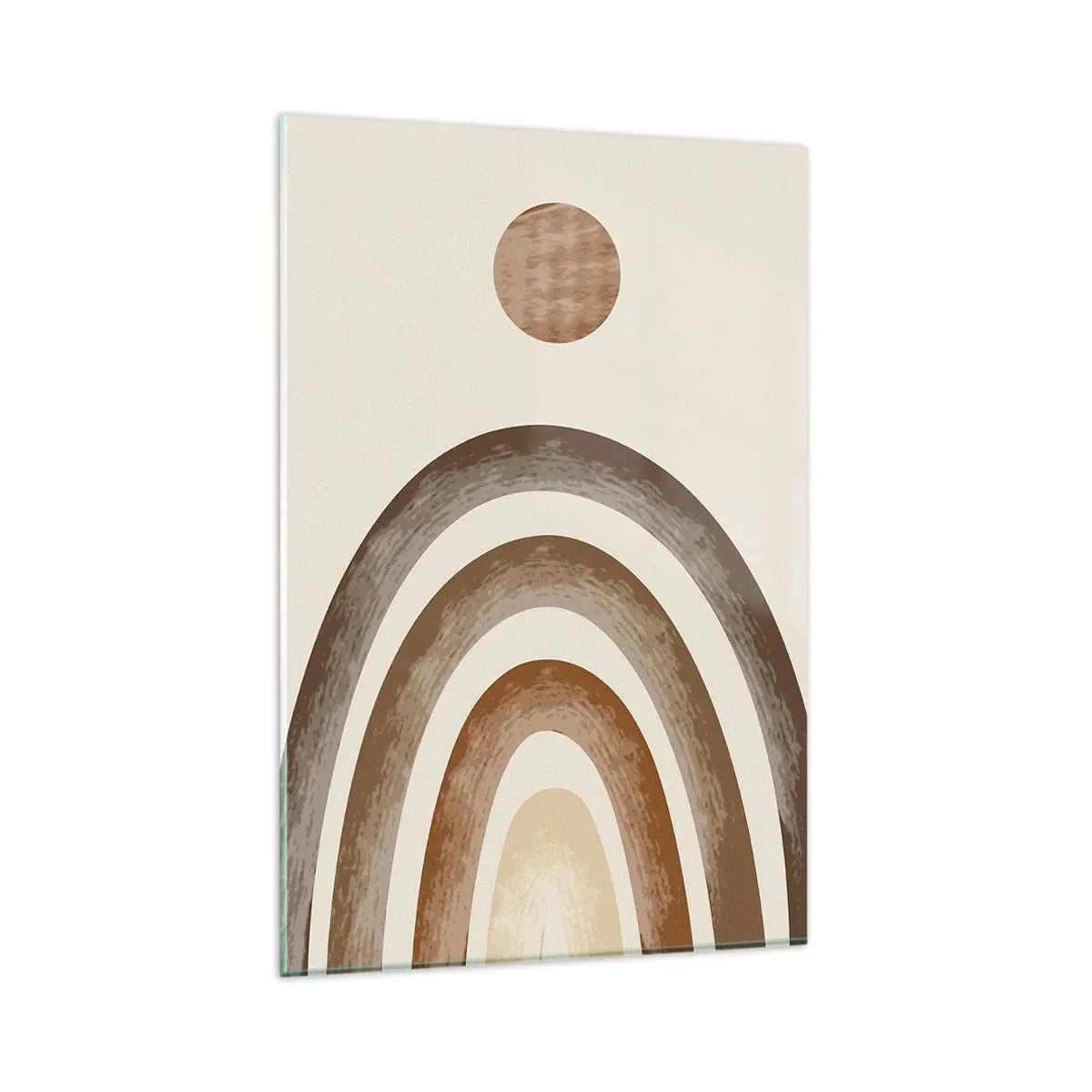 Impression sur verre - Image sur verre - Motif planétaire géométrique dans les tons de marron - 80x120cm - Dans une galaxie lointaine - Décoration murale moderne pour le salon et la chambre ARTTOR