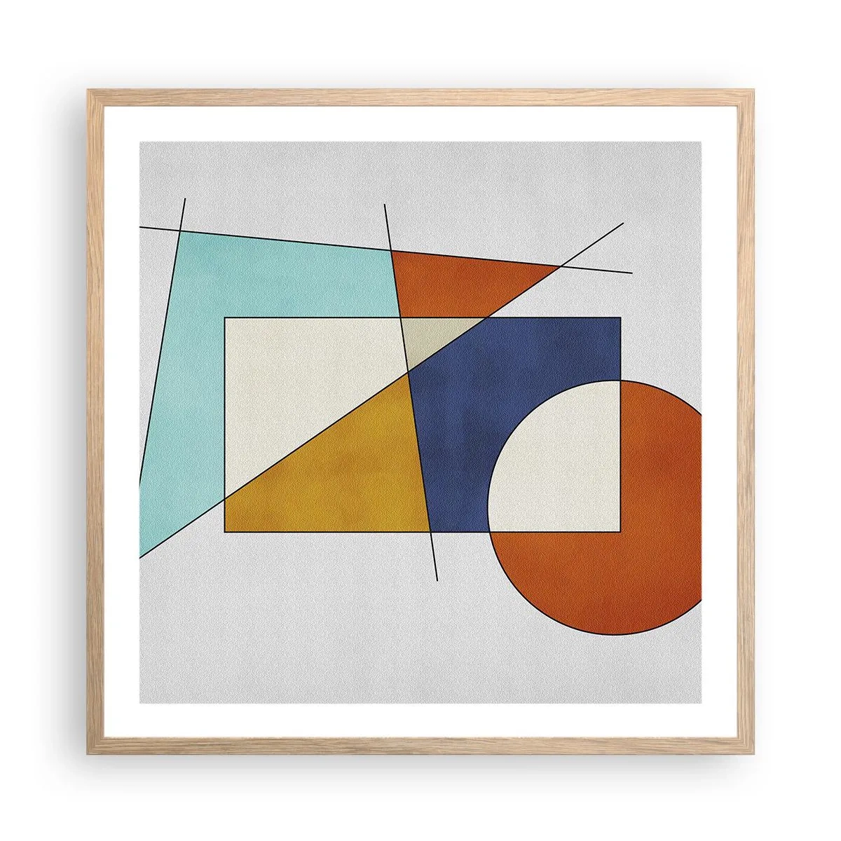 Affiche dans un chêne clair - Poster - Abstraction : plaisir moderniste - 60x60 cm