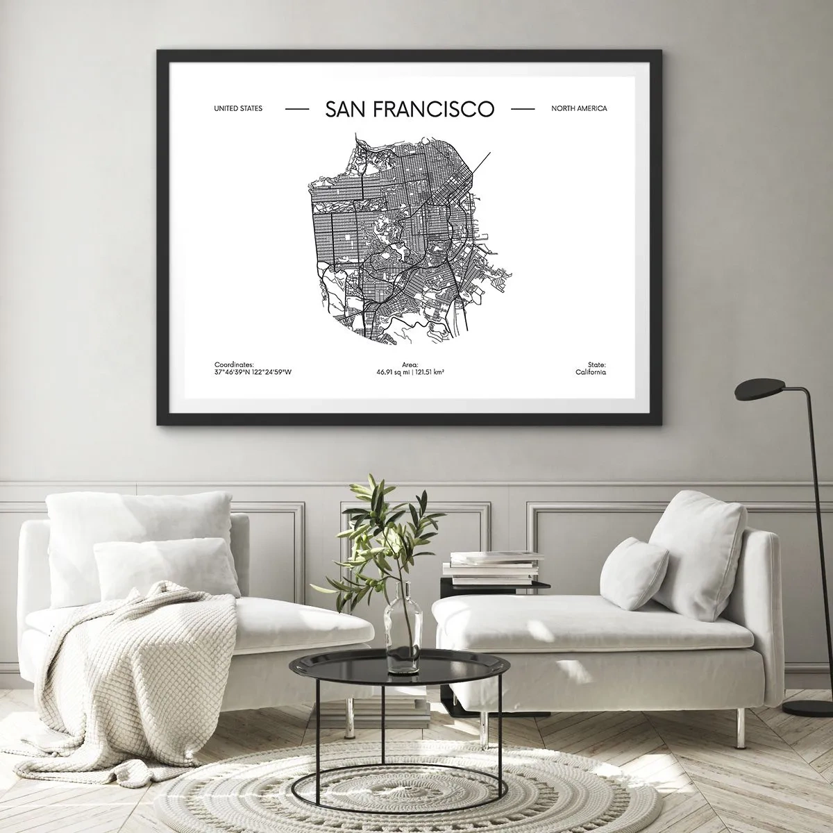 Affiche dans un cadre noir - Poster - Anatomie de San Fransisco - 40x30 cm