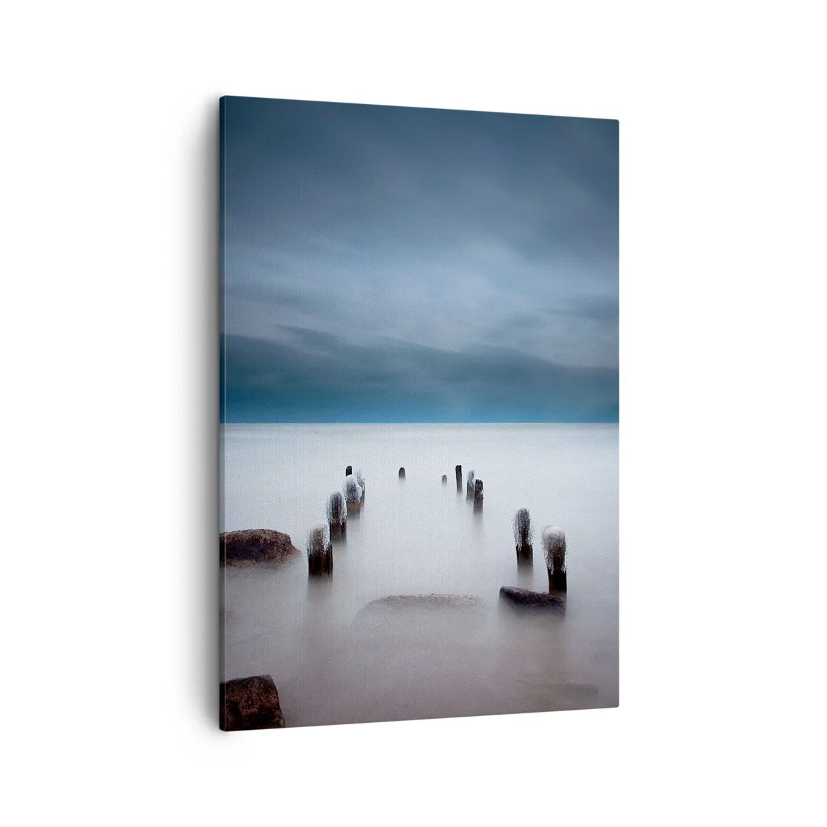 Impression sur toile - Image sur toile - La vieille jetée sur fond de mer calme - 50x70cm - Lac pensif - Décoration murale moderne pour le salon et la chambre ARTTOR