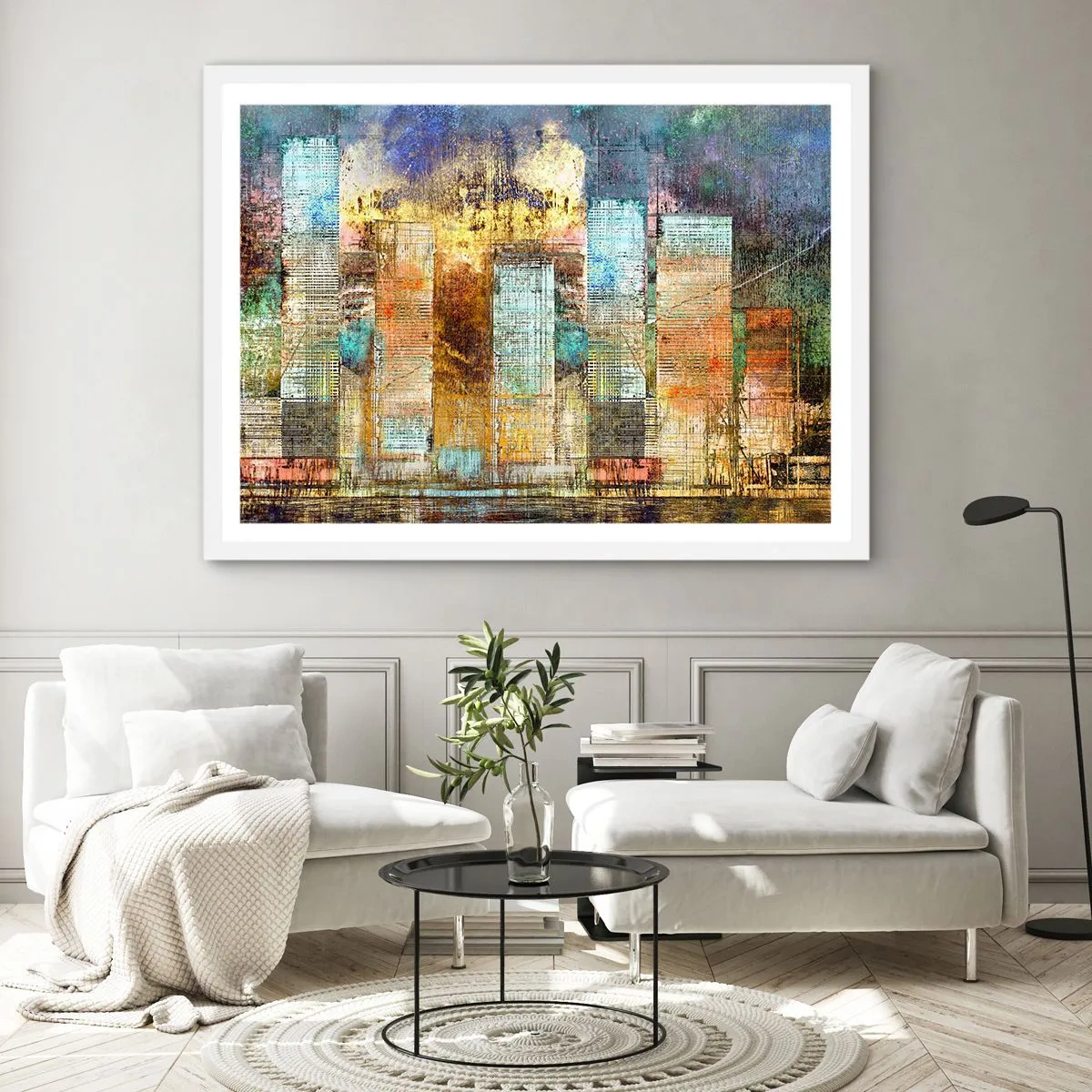 Affiche dans un cadre blanc - Poster - Une métropole ensoleillée - 91x61 cm
